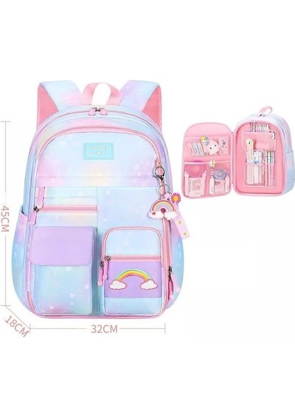 Kız Öğrenci Gökkuşağı Sırt Çantası (Yurt Dışından)