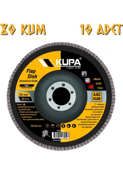 Kupa Katlı Flap Disk Zımpara A80 Kum - 10 Adet