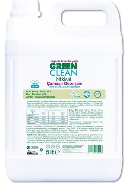 Green Clean Bitkisel Çamaşır Deterjanı