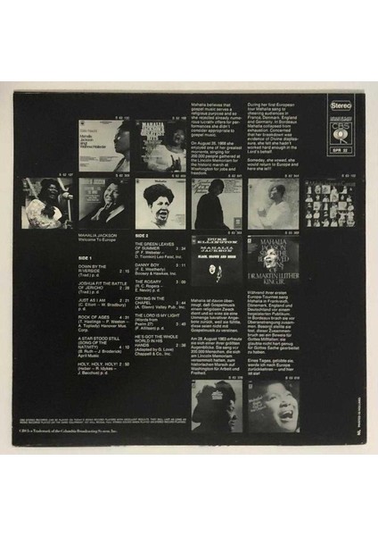 Mahalia Jackson Welcome To Europe Lp Plak (Orjinal 1969 Hollanda Baskı)