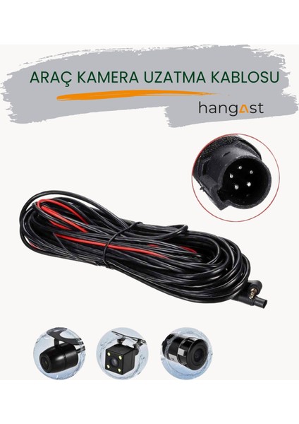 Araç Kamera Kablosu 10METRE. 2,5 Mm- 4 Boğum - 5 Pin Araç Kamera Kablosu 10M. HC010