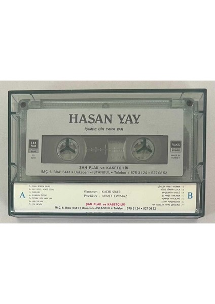 Hasan Yay Içimde Bir Yara Var Kaset (Orjinal Dönem Kağıt Baskı)