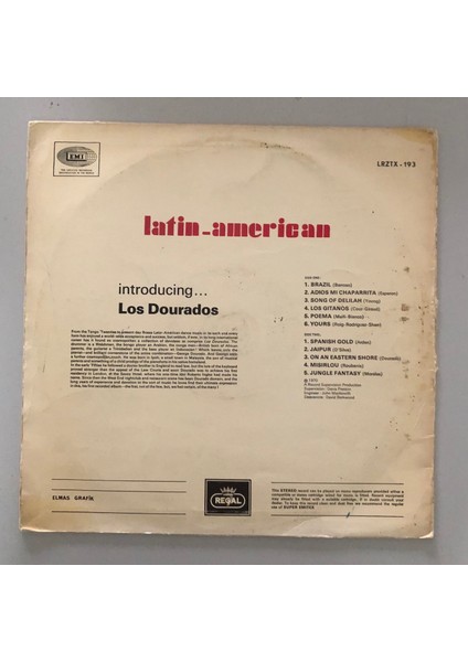 Los Dourados Introducing... Los Dourados Lp Plak (Orjinal Dönem 1970 Türk Baskı 2.el Plak)