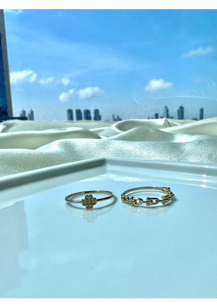 14 Ayar Altın Minimal Zincir Yüzük KRS137-14GR modelleri