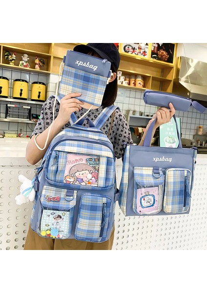 Moda Ekose Edebi 4 Parçalı Set-Mavi (Yurt Dışından) fiyatları