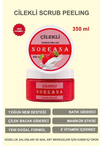 Çilekli 350ML Scrub Peeling Batık & Çilek Bacak & Nem Bombası