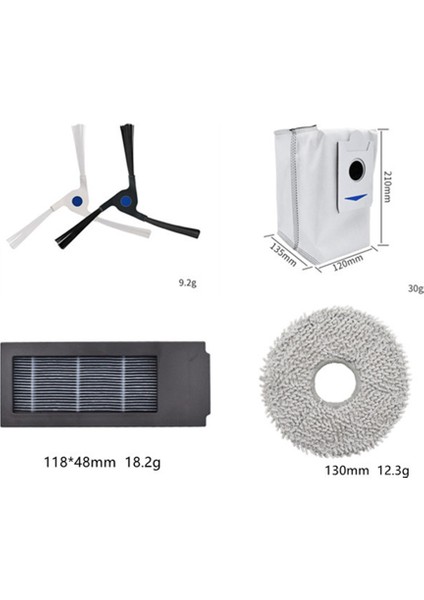 16 Adet Yedek Parçalar Deebot X2/x2 PRO/DEX86 Robotlu Süpürge Yan Fırça Filtre Toz Torbası Paspas Bezi (Yurt Dışından)