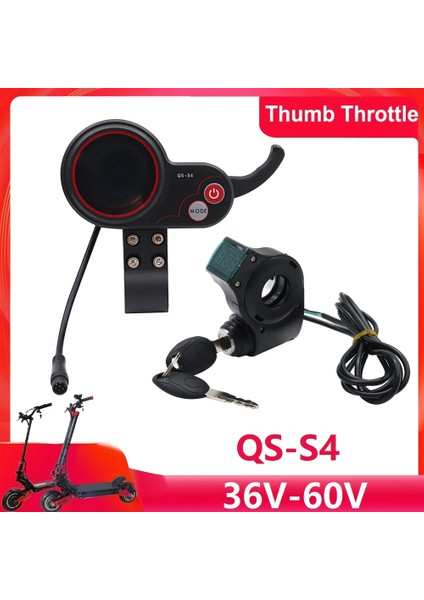 Qs-S4 36V-60V Başparmak Gaz LCD Ekran + Kontak Kilit Anahtarı Uzun Kablo Sıfır 8 9 10 8x 10X Elektrikli Scooter 6pın (Yurt Dışından)