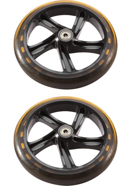 2 Adet Scooter Tekerleği 200 mm Pu Malzeme Tekerlek Kalınlığı 30 mm Abec-7 Rulmanlı Scooter Aksesuarları, Şeffaf Siyah (Yurt Dışından)
