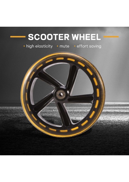 2 Adet Scooter Tekerleği 200 mm Pu Malzeme Tekerlek Kalınlığı 30 mm Abec-7 Rulmanlı Scooter Aksesuarları, Şeffaf Siyah (Yurt Dışından)