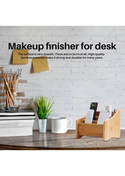 Ahşap Masa Düzenleyici Bambu Uzaktan Kumanda Tutucu Saklama Kabı 3 Bölmeli Kalem Kalem Telefonu Gözlük Ofis (Yurt Dışından) modelleri