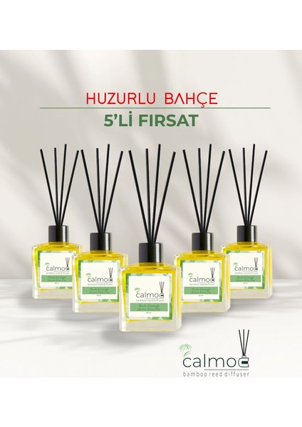Huzurlu Bahçe - 5 x 110ML Bambu Çubuklu Oda ve Ortam Kokusu
