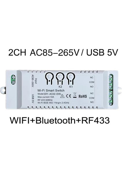 2ch Wifi Akıllı Anahtar Dıy Zamanlayıcı + Uzaktan 85-265 V Wifi + RF433 + Bt Ev Otomasyon Modülü Alexa Google Ev Için Iftt (Yurt Dışından)