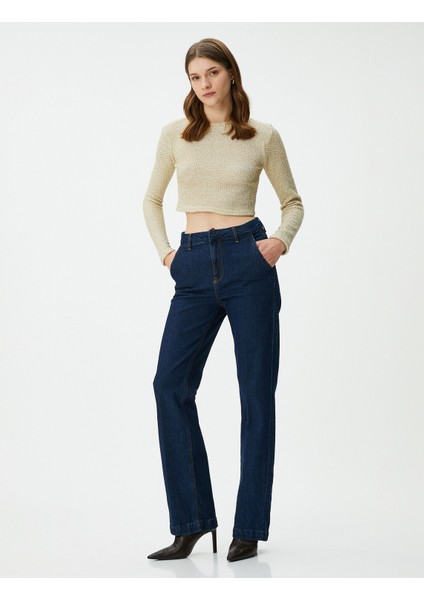 Crop Kazak Simli Bisiklet Yaka Uzun Kollu fiyatları