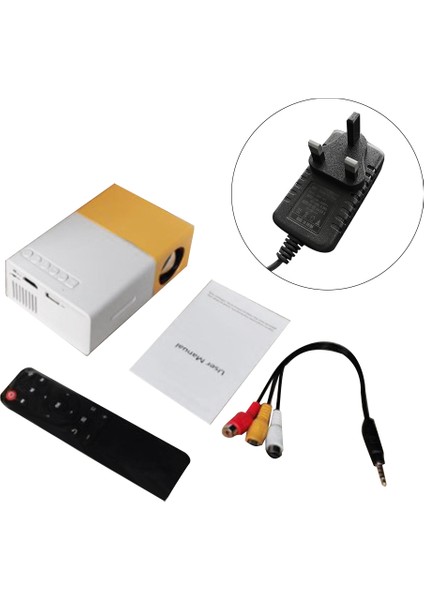 Okul Sezonu Çok Fonksiyonlu Sınıf Mini Projektör LED Mini Kablosuz 1080P Hd Projektör, Ingiltere Fişli, Sarı-Beyaz (Yurt Dışından)