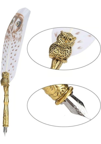 Yeni Yıl Hediyesi Baykuş Desenli Tüylü Divit Kalem Set modelleri