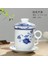 Grande Corniche Retro Çin Mavi Beyaz Porselen Çay Bardağı Seti Tabağı Kapaklı Demlik 260 ml Seramik Çay Fincanı Çay Filtresi ile (Yurt Dışından) 1