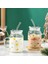 Bölüm C 600ML 580ML Cam Kapaklı Bardak ve Saman Çay Bardağı Süt Suyu Sevimli Kedi Kahve Su Kupaları Isıya Dayanıklı Drinkware (Yurt Dışından) 3