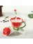 Pembe B Yaratıcı Moda 3D Gül Şekli Çiçek Emaye Seramik Kahve Çay Bardağı ve Tabağı Kaşık Seti Porselen Su Bardağı Sevgililer Günü Hediyesi (Yurt Dışından) 3