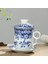 Grande Corniche Retro Çin Mavi Beyaz Porselen Çay Bardağı Seti Tabağı Kapaklı Demlik 260ML Seramik Çay Fincanı Çay Filtresi ile Çay Bardağı Demlik ile (Yurt Dışından) 3