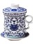 Grande Corniche Retro Çin Mavi Beyaz Porselen Çay Bardağı Seti Tabağı Kapaklı Demlik 260ML Seramik Çay Fincanı Çay Filtresi ile Çay Bardağı Demlik ile (Yurt Dışından) 5
