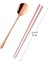 Rose-1set Altın 18/10 Kore Paslanmaz Çelik Gıda Çubuklarını Kaşık Seti Uzun Saplı Düz Kaymaz Çubuklarını Tatlı Kaşıkları Yemek Takımı Seti (Yurt Dışından) 1