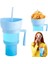 Degrade Mavi Yeni 2'si 1 Arada Aperatif Kasesi Içecek Pipetli Bardak Stadyum Tumbler Sıçramaya Dayanıklı Sızdırmaz Taşınabilir Aperatif Bardağı Yetişkinler Için Çocuk Sinema Gezisi (Yurt Dışından) 1