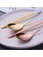 B-Rose Gold-1 Çift Altın 18/10 Kore Paslanmaz Çelik Gıda Çubuklarını Kaşık Seti Uzun Saplı Düz Kaymaz Çubuklarını Tatlı Kaşıkları Yemek Takımı Seti (Yurt Dışından) 5