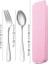 3 Adet Pembe 1 Taşınabilir Paslanmaz Çelik Çatal Takım Elbise Saklama Kutusu Chopstick Çatal Kaşık Bıçak Seyahat Sofra Seti Kamp Çatal Bıçak Takımı (Yurt Dışından) 1