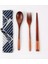 2-22.5cm-3 Adet-Torba Yemek Takımları Taşınabilir Ahşap Sofra Ahşap Japon Tarzı Seyahat Gereçleri Çatal Kaşık Çatal Çubuklarını Bez Çanta ile Set (Yurt Dışından) 1