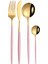 Çay Çatalı 13.5cm Pembe Altın Paslanmaz Çelik Çatal Bıçak Kaşık Seti Yemek Takımı Gümüş Sofra Takımı Seti Sofra Bıçağı Çatal Kaşık Bulaşık Makinesinde Yıkanabilir Dropshipping (Yurt Dışından) 4