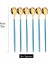 6 Adet Mavi Altın 6 Adet Kahve Karıştırma Kaşığı Çatal Bıçak Kaşık Seti Suyu Altın Çay Kaşığı Yemek Takımı Dondurma Uzun Saplı Kepçe Sofra Mutfak Aletleri (Yurt Dışından) 1