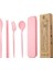 6 Adet Pembe 1 Takım Buğday Samanı Sofra Öğrenciler Seyahat Piknik Taşınabilir Çatal Çubuk Kaşık Kılıfı ile Mutfak Aksesuarları ve Gadget (Yurt Dışından) 1