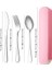 B 4 Adet Pembe Taşınabilir Paslanmaz Çelik Çatal Takım Elbise Saklama Kutusu Chopstick Çatal Kaşık Bıçak Seyahat Sofra Seti Kamp Çatal Bıçak Takımı (Yurt Dışından) 1