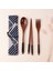 1-22.5cm-3 Adet-Torba Yemek Takımları Taşınabilir Ahşap Sofra Ahşap Japon Tarzı Seyahat Gereçleri Çatal Kaşık Çatal Çubuklarını Bez Çanta ile Set (Yurt Dışından) 2