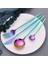 Chopstick 23 cm Ayna Gökkuşağı Paslanmaz Çelik Çatal Seti Tatlı Çatal Kaşık Bıçak Gümüş Seti Sofra Çelik Chopstick Komple Yemek Takımı (Yurt Dışından) 5