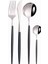 Chopstick 23 cm Siyah Gümüş Çatal Kaşık Bıçak Paslanmaz Çelik Çatal Seti Sofra Çubuklarını Yemek Takımı Seti Gümüş Çay Kaşığı Sofra Takımı Seti (Yurt Dışından) 3