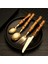 Spoon2 Bambu Çatal Bıçak Kaşık Seti 1 Adet/4 Adet Paslanmaz Çelik Altın Sofra Bıçak Çatal Kaşık Sofra Takımı Bulaşık Makinesinde Yıkanabilir Gümüş Yemek Takımı Seti (Yurt Dışından) 4
