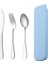 Kapak Kutusu Mavi Chopstick Çatal Kaşık Kamp Seti Paslanmaz Çelik Çatal Seyahat Seti Saklama Kutusu ile Taşınabilir Yeniden Kullanılabilir Mutfak Eşyaları Ev Gereçleri (Yurt Dışından) 1