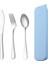 Kapak Kutusu Mavi Chopstick Çatal Kaşık Kamp Seti Paslanmaz Çelik Çatal Seyahat Seti Saklama Kutusu ile Taşınabilir Yeniden Kullanılabilir Mutfak Eşyaları Ev Gereçleri (Yurt Dışından) 3