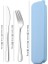 Bir 3 Adet Mavi 2 Taşınabilir Paslanmaz Çelik Çatal Takım Elbise Saklama Kutusu Chopstick Çatal Kaşık Bıçak Seyahat Sofra Seti Kamp Çatal Bıçak Takımı (Yurt Dışından) 1