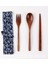 6-22.5cm-3 Adet-Torba Yemek Takımları Taşınabilir Ahşap Sofra Ahşap Japon Tarzı Seyahat Eşyaları Çatal Kaşık Çatal Çubuklarını Bez Çanta ile Set (Yurt Dışından) 1