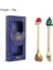 2pcs-Gold-D2 6/4/2pcs Noel Hediyesi Glod Kaşık Çatal Seti Elk Noel Ağacı Dekorasyon Tatlı Kepçe Meyve Çatalı Kahve Kaşığı Çatal Bıçak Kaşık Seti (Yurt Dışından) 2
