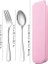3 Adet Pembe 1 Taşınabilir Paslanmaz Çelik Çatal Takım Elbise Saklama Kutusu Chopstick Çatal Kaşık Bıçak Seyahat Sofra Seti Kamp Çatal Bıçak Takımı (Yurt Dışından) 1