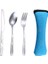 Blue-3pcs Taşınabilir Sofra Çantası Çatal Bıçak Takımı Yemek Takımı Seyahat Ambalaj Saklama Kutusu Yemek Takımı Piknik Çatal Kaşık Çantası (Yurt Dışından) 2