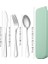 A-3 Pcs-Yeşil Çatal Takım Elbise Saklama Kutusu ile Chopstick Çatal Kaşık Bıçak Seyahat Sofra Seti Kamp Çatal Bıçak Takımı Taşınabilir Paslanmaz Çelik (Yurt Dışından) 1