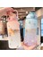 B-Blue 2000 ml 2l Kapasiteli Çift Fincan Saman Bardak Zaman Ölçeği Su Şişesi Plastik Su Bardağı Büyük Öğrenci Buzlu Yüksek Sıcaklık Açık Hava Sporları (Yurt Dışından) 2