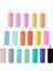 01 450ML 16OZ Çift Katmanlı Plastik Buzlu Su Bardağı 450ML Renkli Mat Su Şişesi Samanlı ve Kapaklı Kahve Fincanı Kupa Tumbler Hediyeler (Yurt Dışından) 1