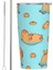 Çoklu 20 Oz Sevimli Kapibara Yüzme 20 Oz Tumbler Paslanmaz Çelik Çift Duvar Vakum Yalıtımlı Kawaii Capy Hayvan Kupa Bardak Samanlı Slayt Kapaklı (Yurt Dışından) 3
