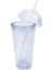 Düz Kapaklı 20OZ 20OZ Kubbe Kapaklı Süt Bardağı Çift Duvar Plastik Pipetli Içecek Bardakları Yeniden Kullanılabilir Temiz Su Şişesi Şeffaf Meyve Bardağı (Yurt Dışından) 5